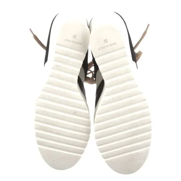 CHANEL Lace Up Wedge Platform Boots Designer Luxury Patent Calfskin Runway 39/9 - Picture 7 of 8